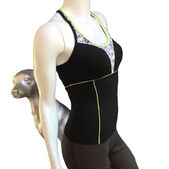 Athleta Torpedo Swim Tankini Top Built in Bra Black White Women's Size XS - Picture 3 of 9